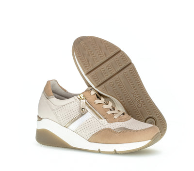 GABOR - 66.488.53 WEDGE LACED SHOE - CREAM COMBI