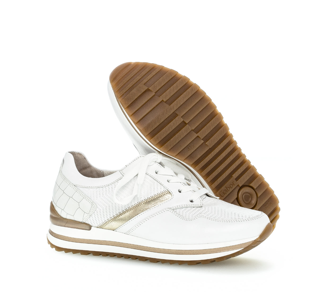 GABOR - 66.526.51 LACED FASHION SHOE - WHITE/GOLD