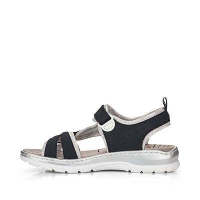 RIEKER - 66980-14 FLAT VELCRO STRAP COMFORT SANDAL - NAVY