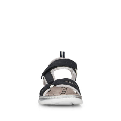 RIEKER - 66980-14 FLAT VELCRO STRAP COMFORT SANDAL - NAVY