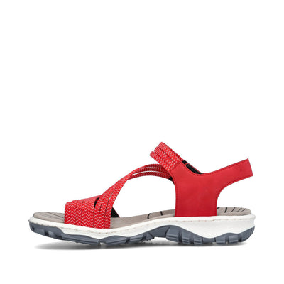 RIEKER 68871-33 - FLAT VELCRO SANDAL - RED MULTI