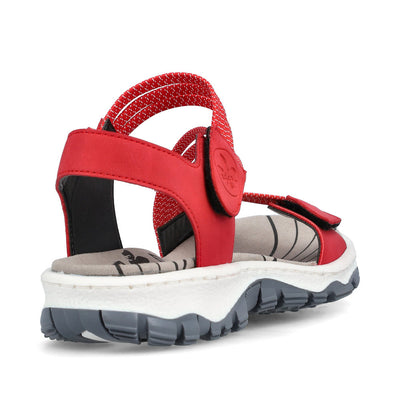 RIEKER 68871-33 - FLAT VELCRO SANDAL - RED MULTI