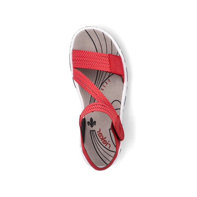 RIEKER 68871-33 - FLAT VELCRO SANDAL - RED MULTI