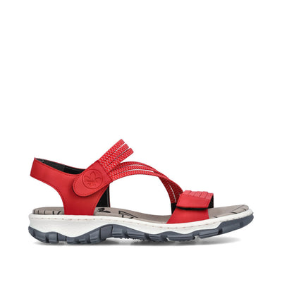 RIEKER 68871-33 - FLAT VELCRO SANDAL - RED MULTI