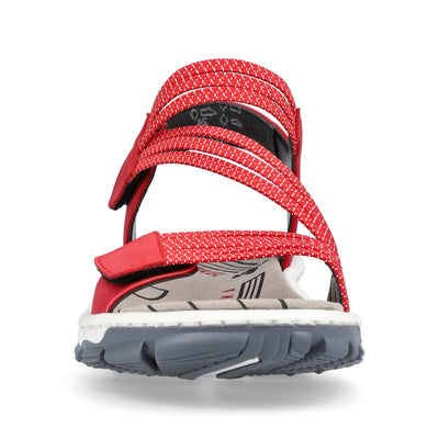 RIEKER 68871-33 - FLAT VELCRO SANDAL - RED MULTI