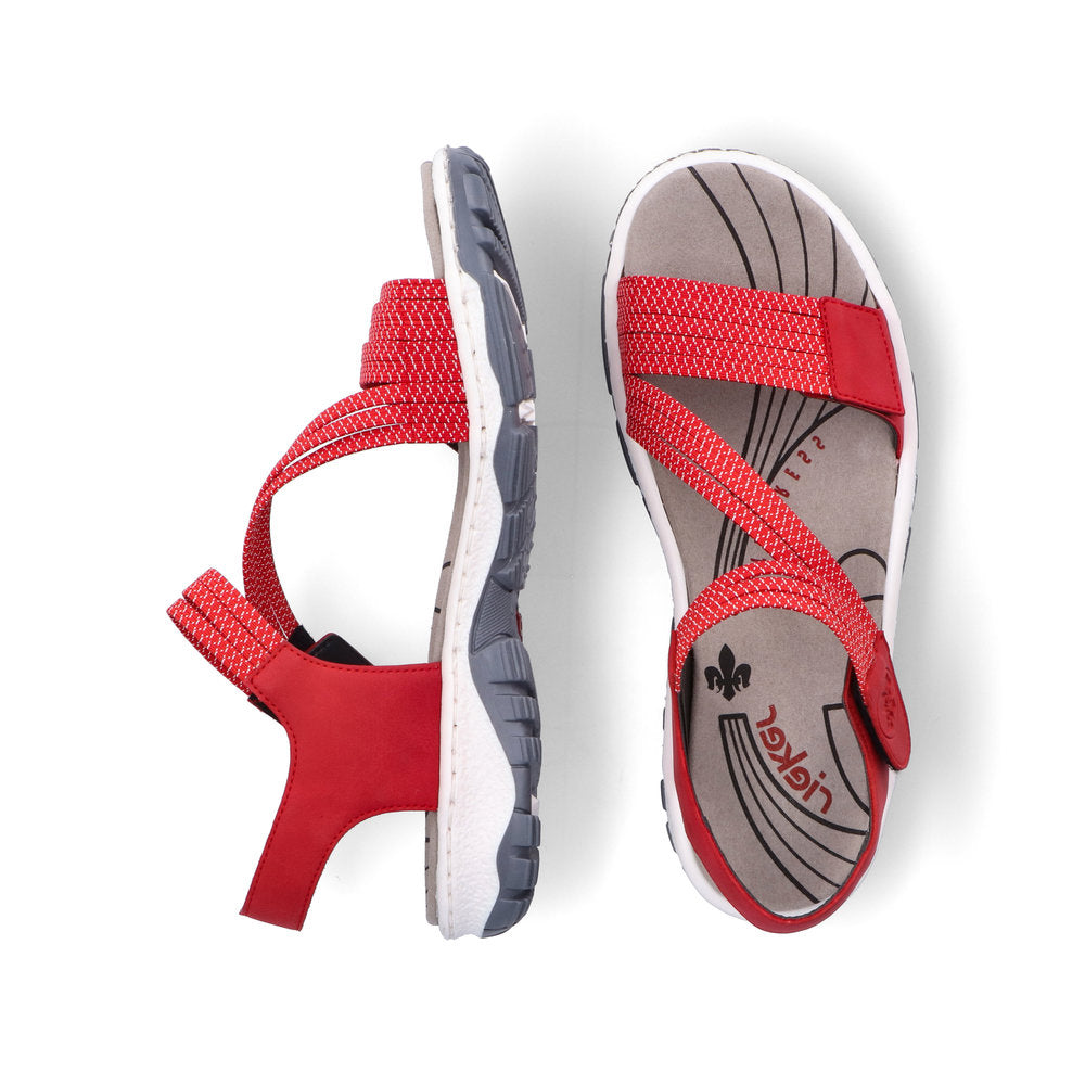 RIEKER 68871-33 - FLAT VELCRO SANDAL - RED MULTI
