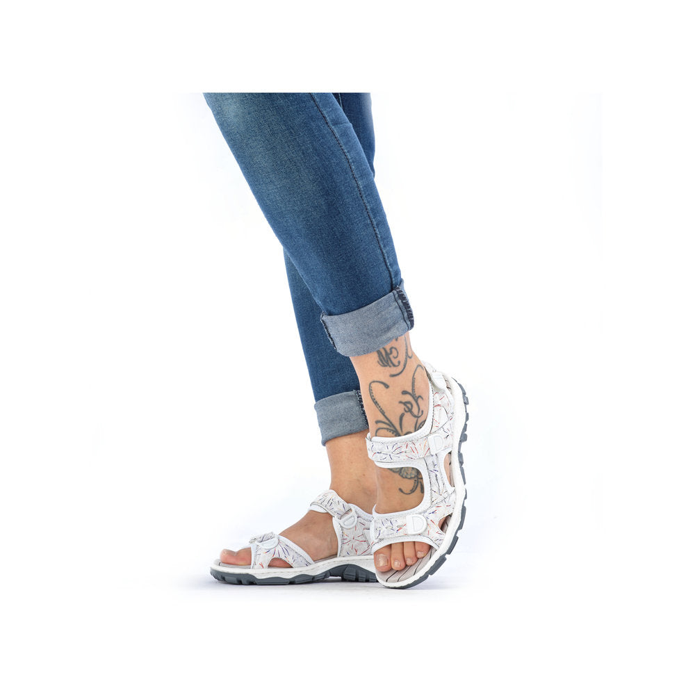 RIEKER - 68872-90 VELCRO COMFORT SANDAL - WHITE MULTI