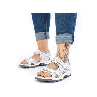 RIEKER - 68872-90 VELCRO COMFORT SANDAL - WHITE MULTI