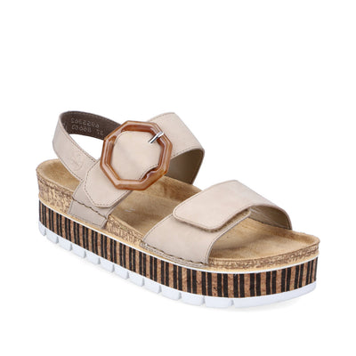 RIEKER - 69553-62 VELCRO FASHION SANDAL - BEIGE
