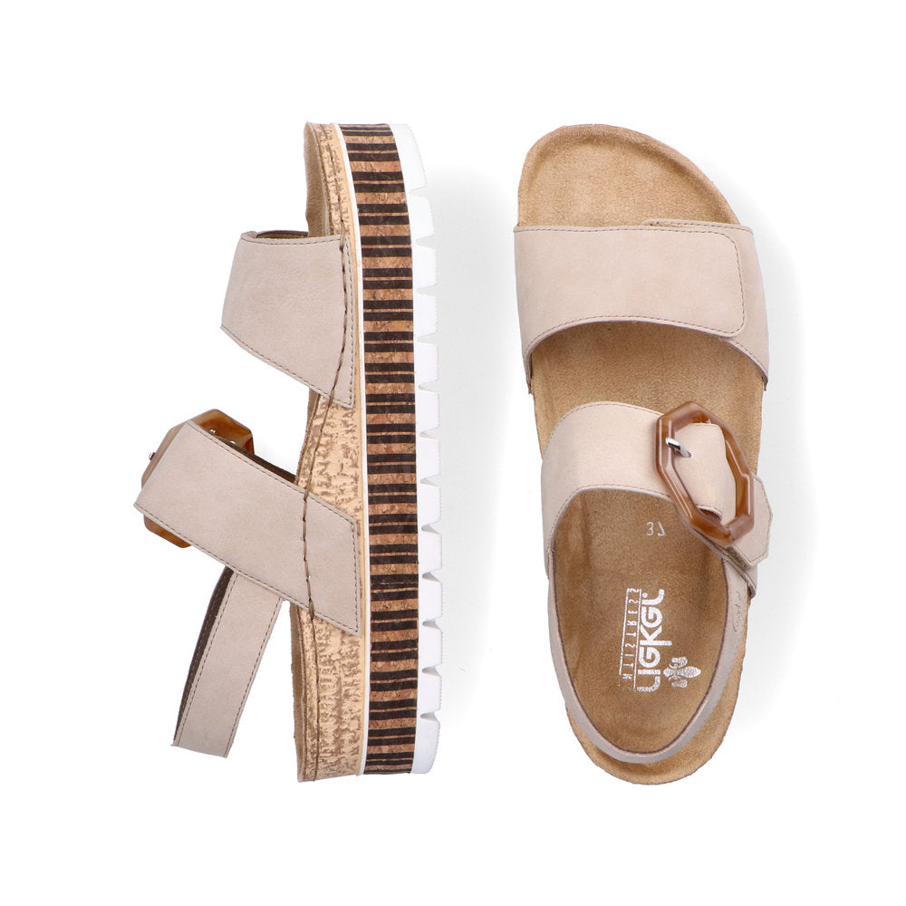 RIEKER - 69553-62 VELCRO FASHION SANDAL - BEIGE