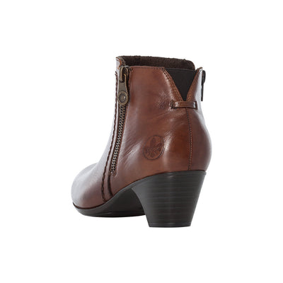 RIEKER - 70551-24 ZIP UP ANKLE BOOT WITH DECORATIVE OUTSIDE ZIP - TAN