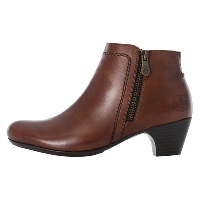 RIEKER - 70551-24 ZIP UP ANKLE BOOT WITH DECORATIVE OUTSIDE ZIP - TAN