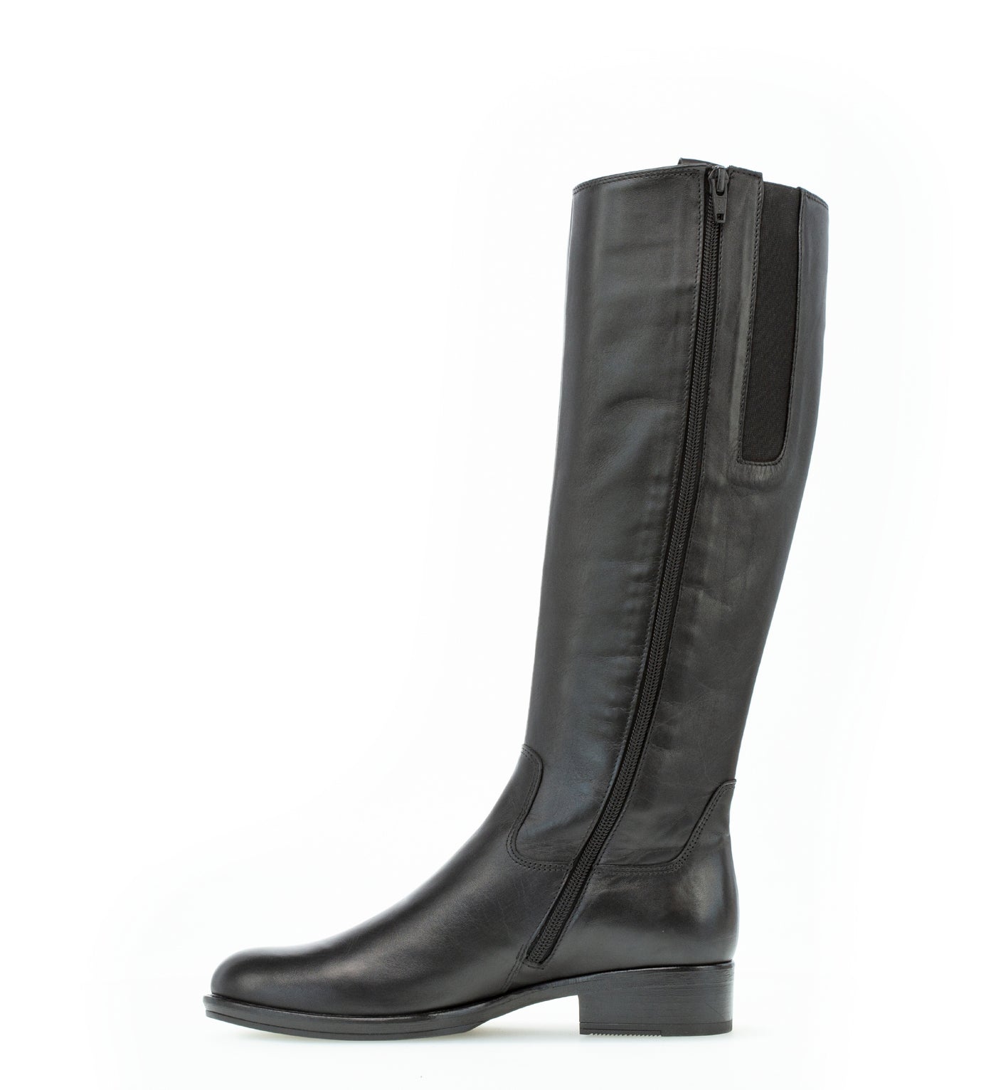 GABOR - 71.608.27 LOW HEEL LONG BOOT - BLACK LEATHER