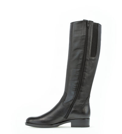 GABOR - 71.608.27 LOW HEEL LONG BOOT - BLACK LEATHER