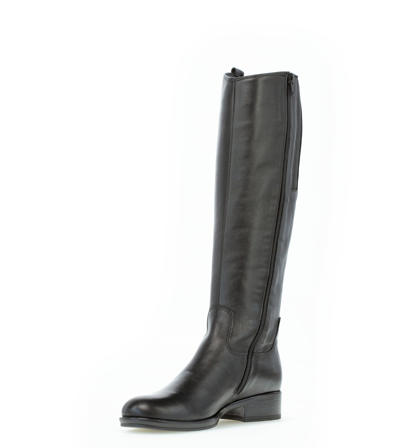 GABOR - 71.608.27 LOW HEEL LONG BOOT - BLACK LEATHER