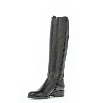 GABOR - 71.608.27 LOW HEEL LONG BOOT - BLACK LEATHER