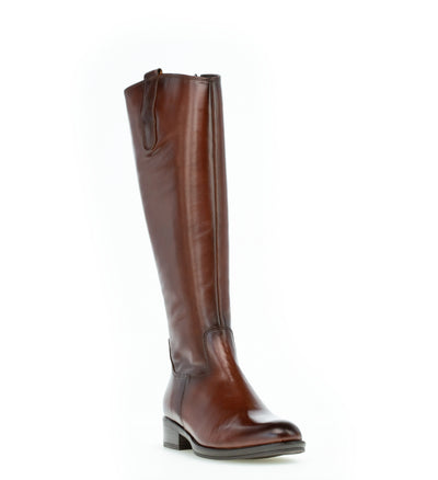 GABOR - 71.608.28 LOW HEEL LONG BOOT - BROWN LEATHER