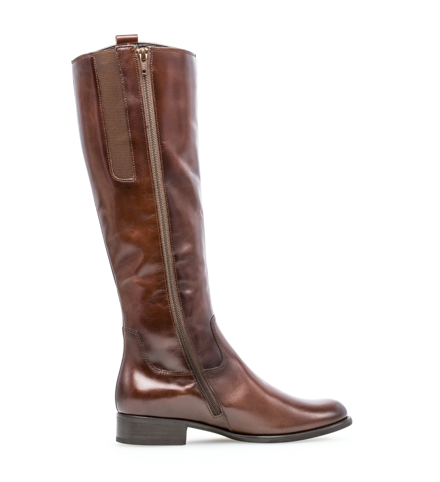 GABOR 71.648.24 - LOW HEEL LONG BOOT - BROWN LEATHER
