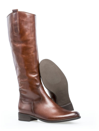 GABOR 71.648.24 - LOW HEEL LONG BOOT - BROWN LEATHER