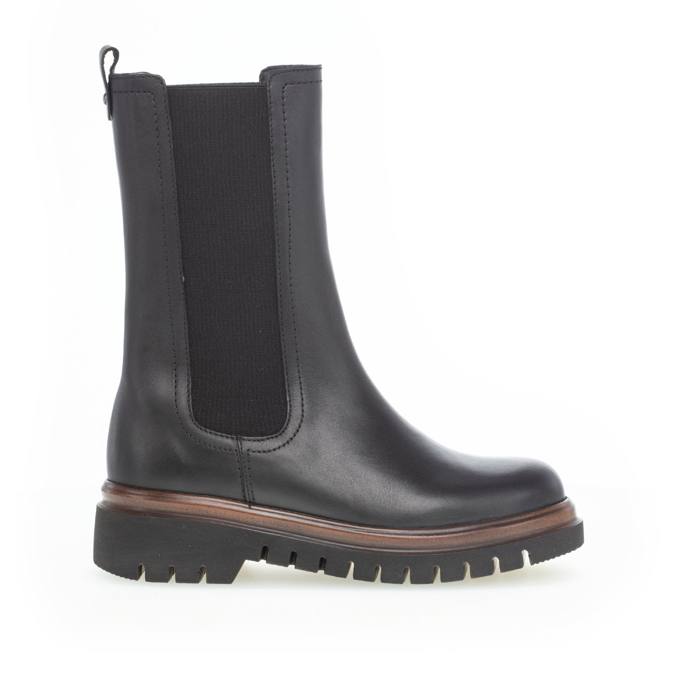 GABOR - 71.786.27 FLAT MID LENGTH BOOT - BLACK LEATHER