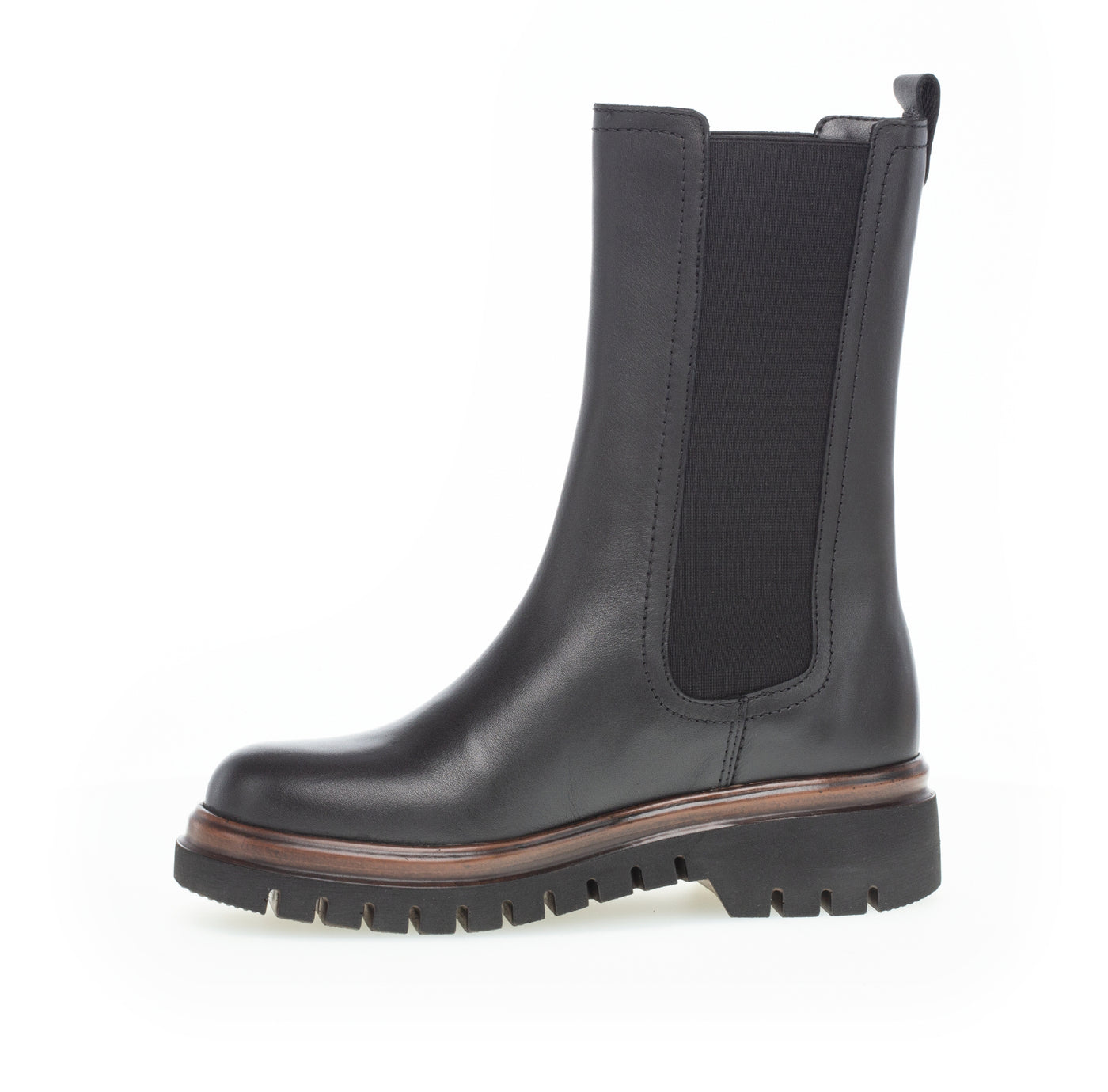 GABOR - 71.786.27 FLAT MID LENGTH BOOT - BLACK LEATHER