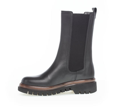 GABOR - 71.786.27 FLAT MID LENGTH BOOT - BLACK LEATHER
