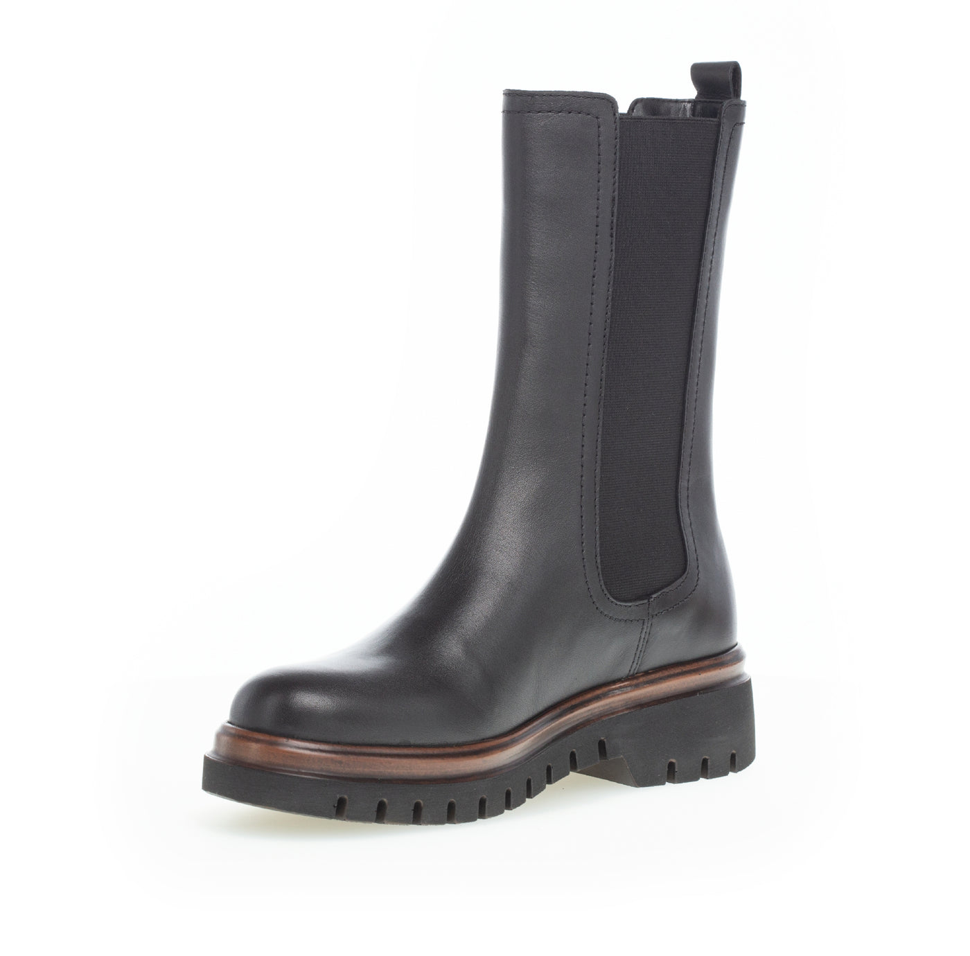 GABOR - 71.786.27 FLAT MID LENGTH BOOT - BLACK LEATHER