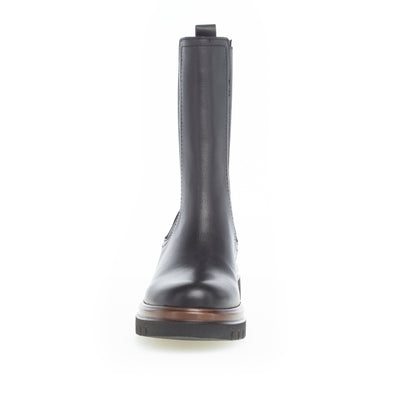 GABOR - 71.786.27 FLAT MID LENGTH BOOT - BLACK LEATHER