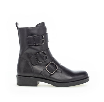GABOR - 71.795.27 FLAT ZIP ANKLE BOOT WITH BUCKLE STRAPS - BLACK