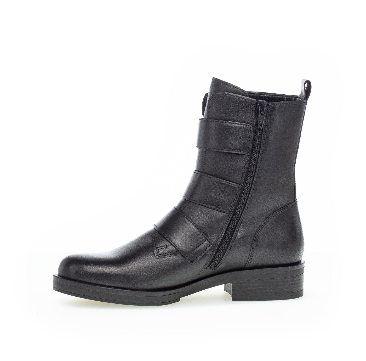 GABOR - 71.795.27 FLAT ZIP ANKLE BOOT WITH BUCKLE STRAPS - BLACK