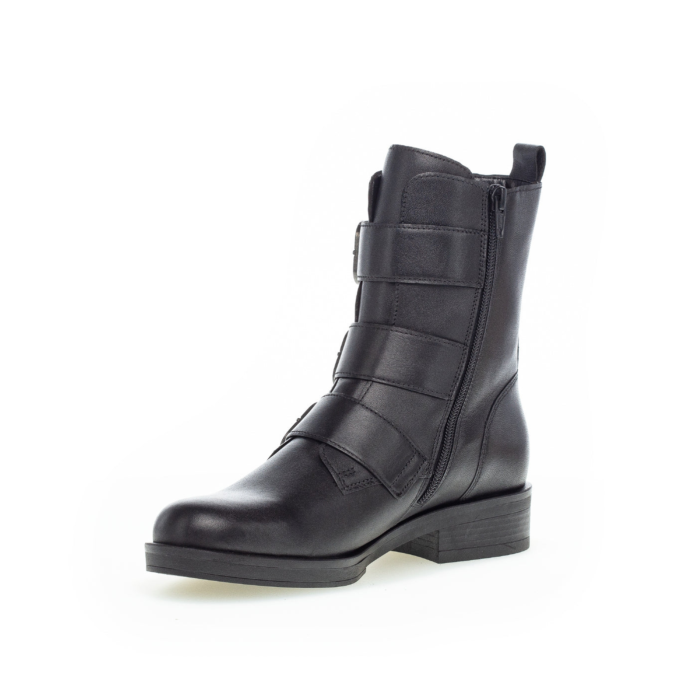 GABOR - 71.795.27 FLAT ZIP ANKLE BOOT WITH BUCKLE STRAPS - BLACK