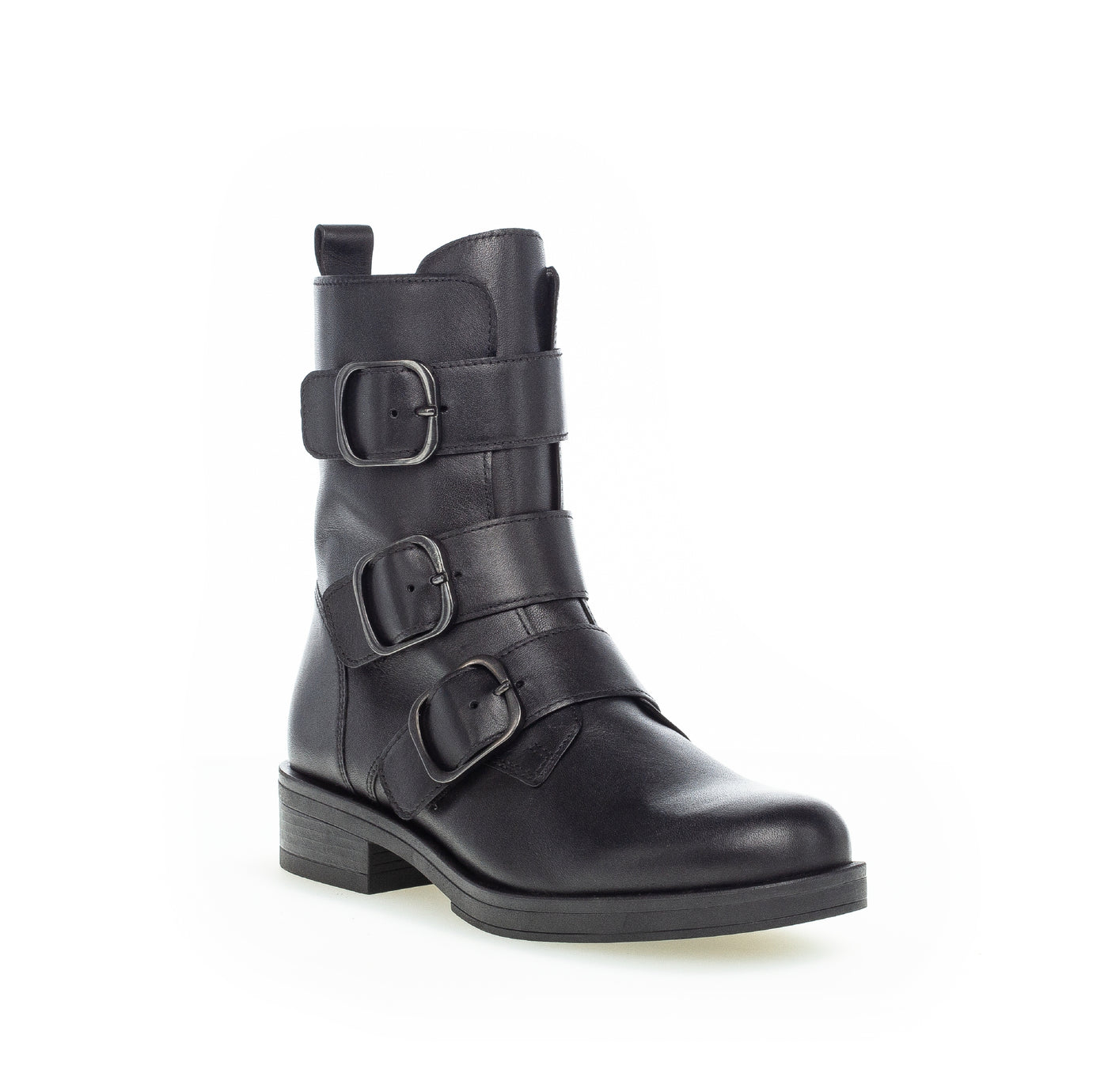 GABOR - 71.795.27 FLAT ZIP ANKLE BOOT WITH BUCKLE STRAPS - BLACK