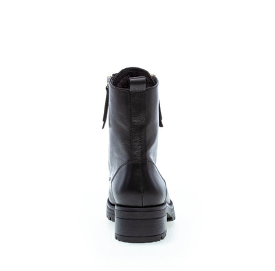 GABOR - 72.785.67 LOW HEEL COMFORT LACED ANKLE BOOT - BLACK LEATHER