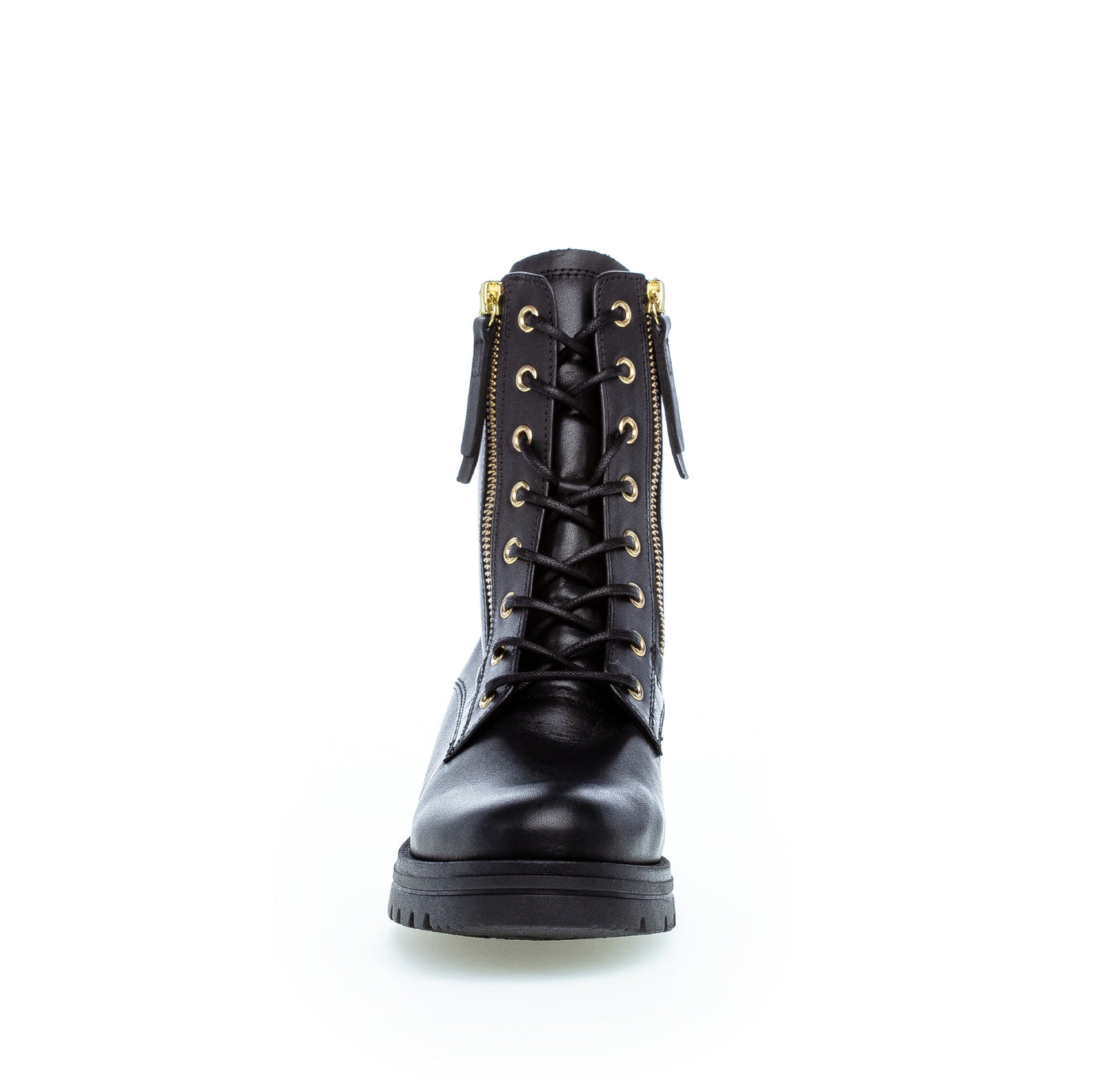 GABOR - 72.785.67 LOW HEEL COMFORT LACED ANKLE BOOT - BLACK LEATHER