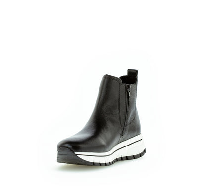 GABOR - 73.550.27 FLAT ANKLE BOOT - BLACK LEATHER