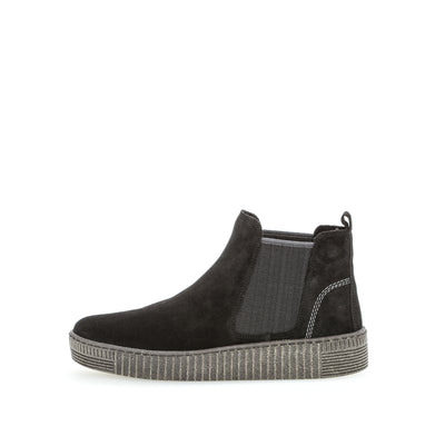 GABOR - 73.731.17 FLAT PULL-ON ANKLE BOOT - BLACK SUEDE