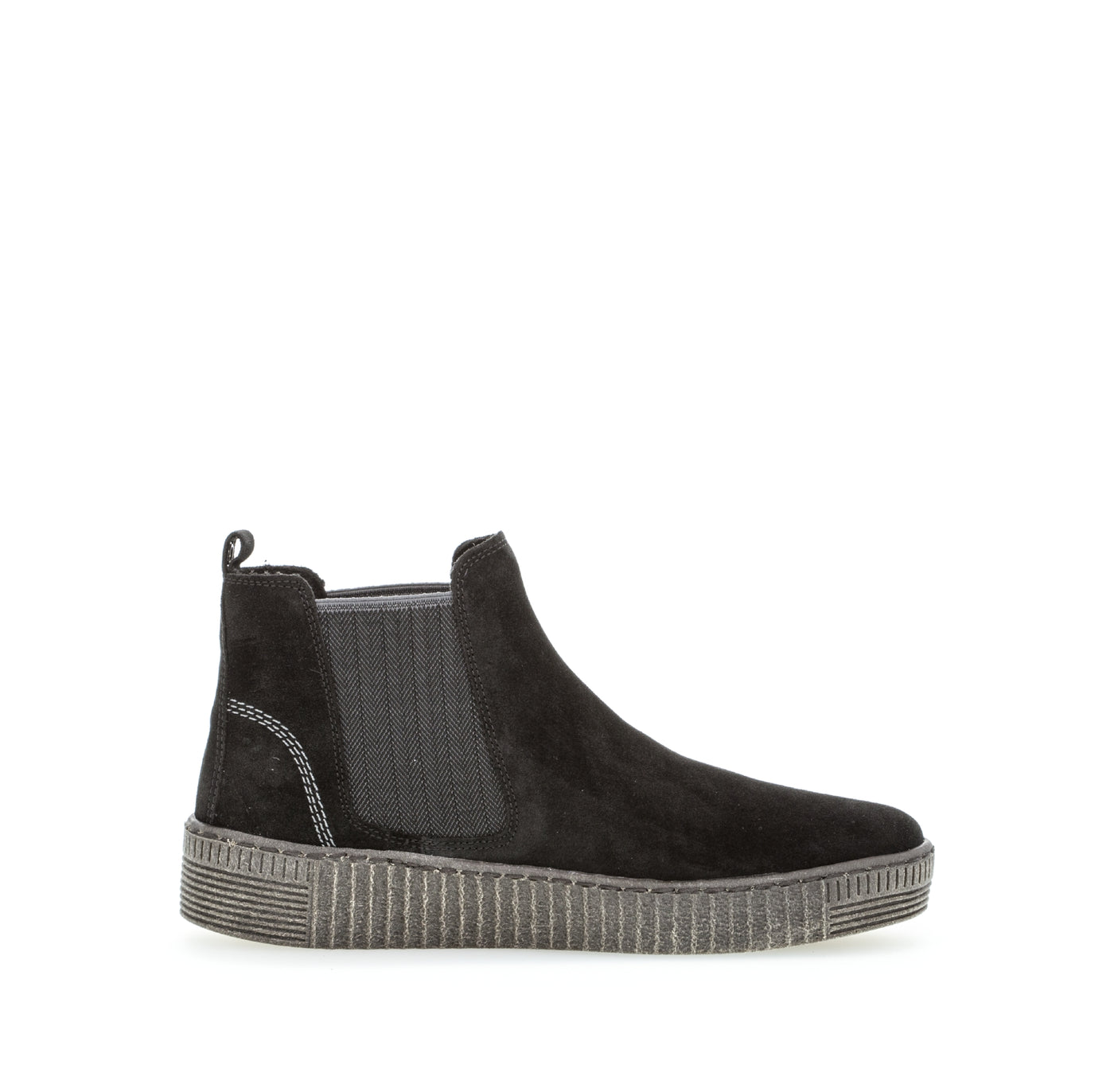 GABOR - 73.731.17 FLAT PULL-ON ANKLE BOOT - BLACK SUEDE