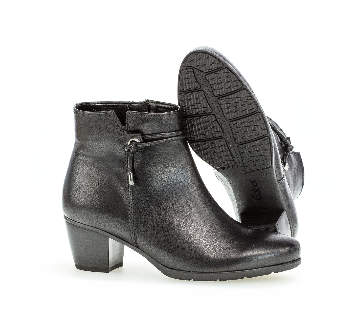 GABOR - 75.522.27 LOW HEEL ANKLE BOOT - BLACK LEATHER