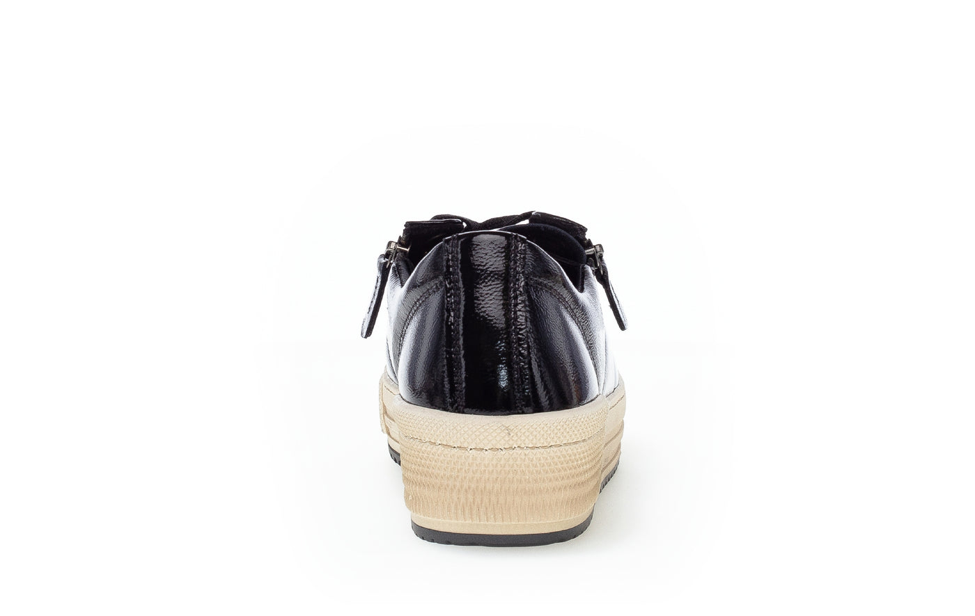 GABOR 76.538.97 - LACED FASHION SHOE WTH WHITE SOLE - BLACK PATENT