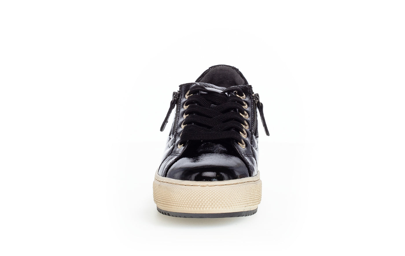 GABOR 76.538.97 - LACED FASHION SHOE WTH WHITE SOLE - BLACK PATENT