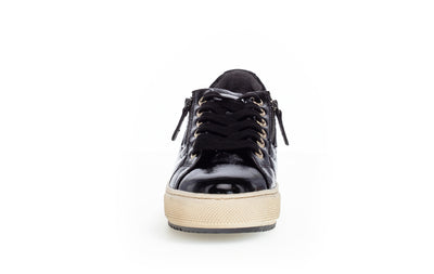GABOR 76.538.97 - LACED FASHION SHOE WTH WHITE SOLE - BLACK PATENT