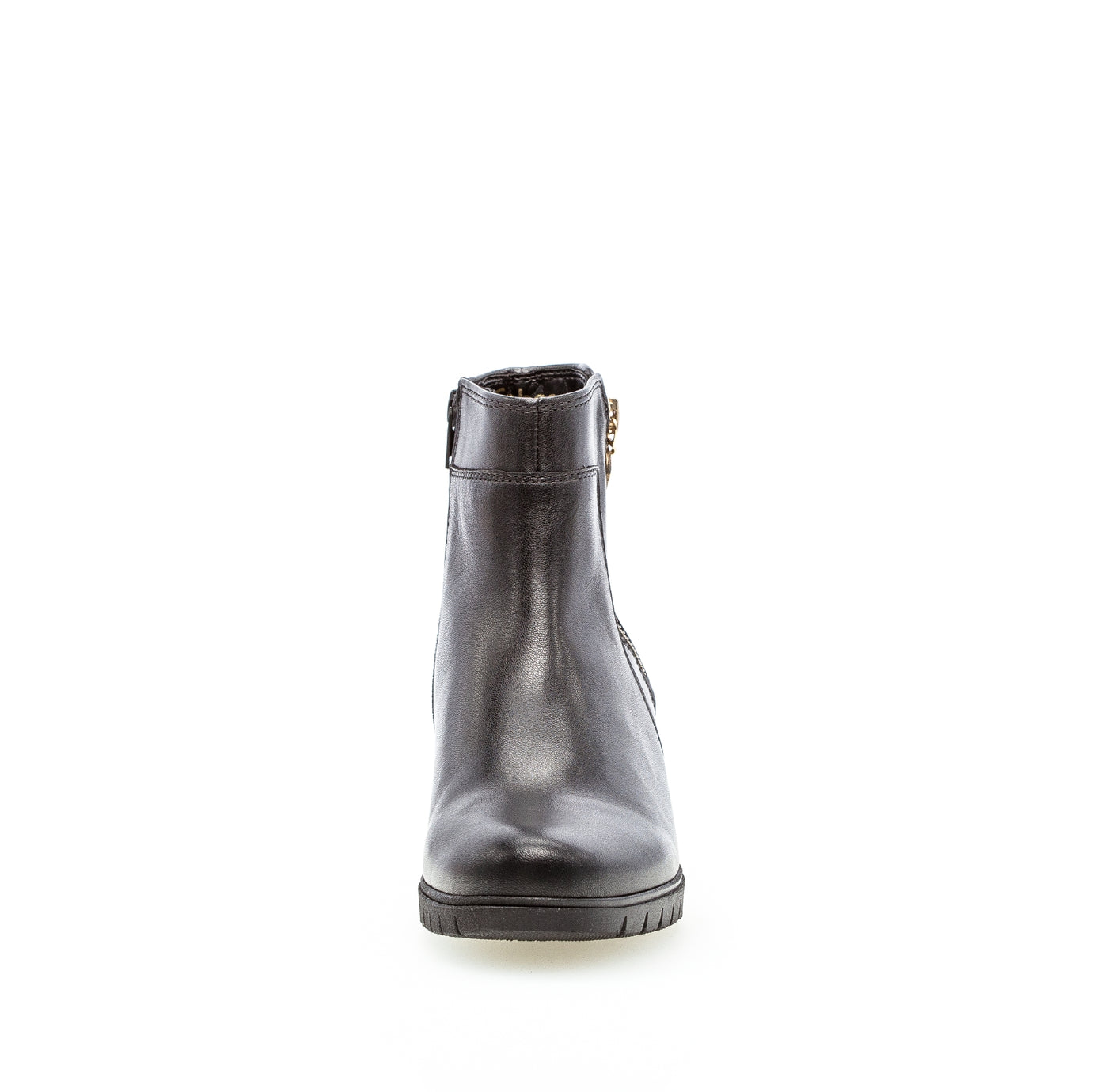 GABOR 76.591.67 - MEDIUM HEEL ANKLE BOOT WITH ZIP DETAIL - BLACK LEATHER