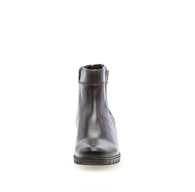 GABOR 76.591.67 - MEDIUM HEEL ANKLE BOOT WITH ZIP DETAIL - BLACK LEATHER