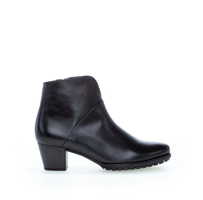GABOR 76.600.57 - MEDIUM HEEL ANKLE BOOT - BLACK LEATHER