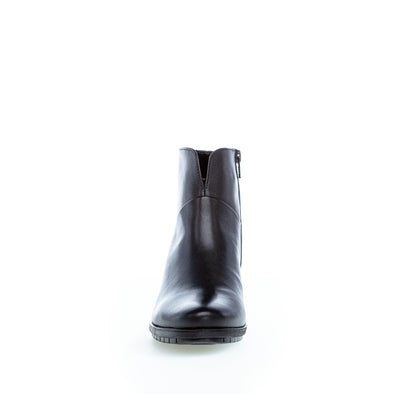 GABOR 76.600.57 - MEDIUM HEEL ANKLE BOOT - BLACK LEATHER