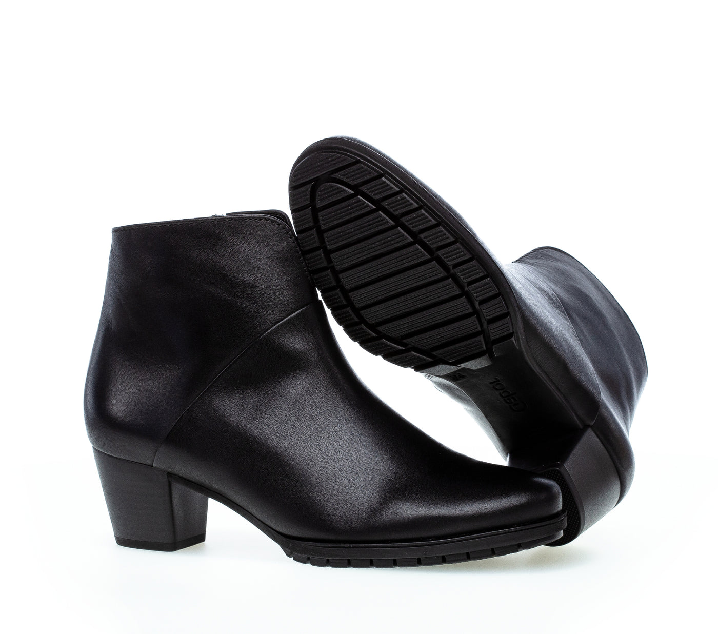 GABOR 76.600.57 - MEDIUM HEEL ANKLE BOOT - BLACK LEATHER