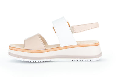 GABOR - 82.744.58 MEDIUM WEDGE COMFORT SANDAL - TAUPE/WHITE