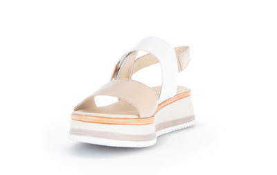 GABOR - 82.744.58 MEDIUM WEDGE COMFORT SANDAL - TAUPE/WHITE