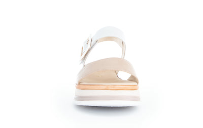 GABOR - 82.744.58 MEDIUM WEDGE COMFORT SANDAL - TAUPE/WHITE
