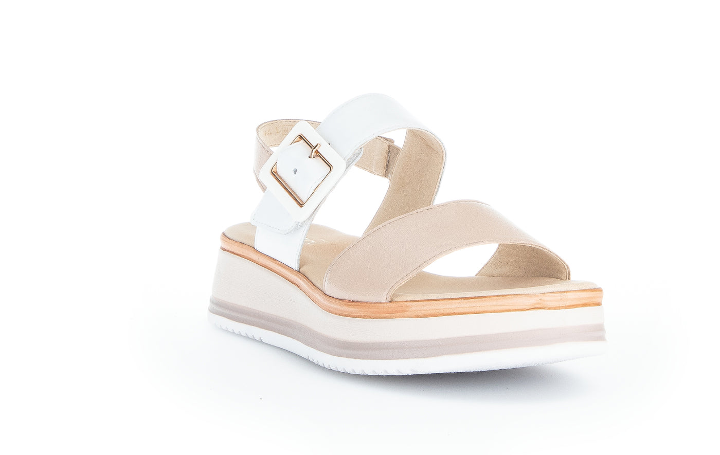 GABOR - 82.744.58 MEDIUM WEDGE COMFORT SANDAL - TAUPE/WHITE